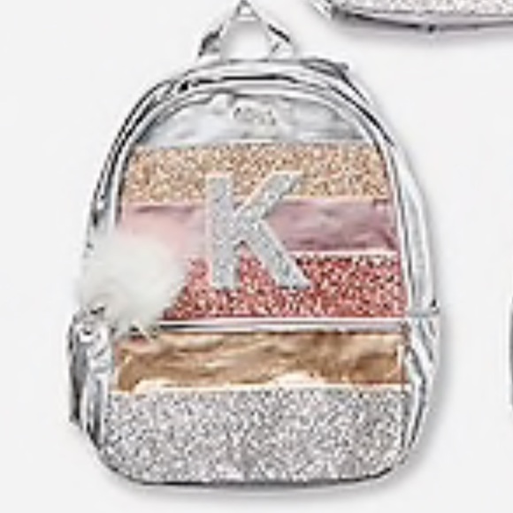 glitter initial backpack